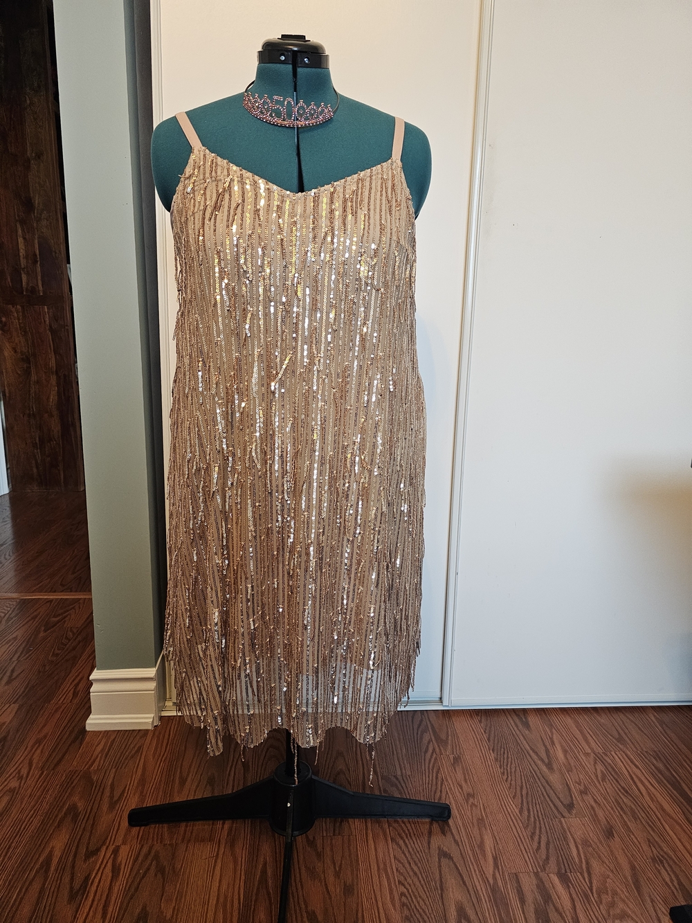 Torrid Champagne Sequin Fringe Slip Dress